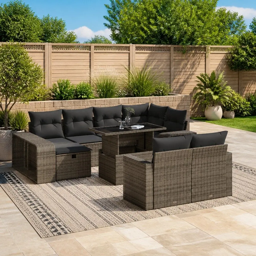 Garden Sofa Set Modular PE Rattan 11 Piece Grey Outdoor Furniture