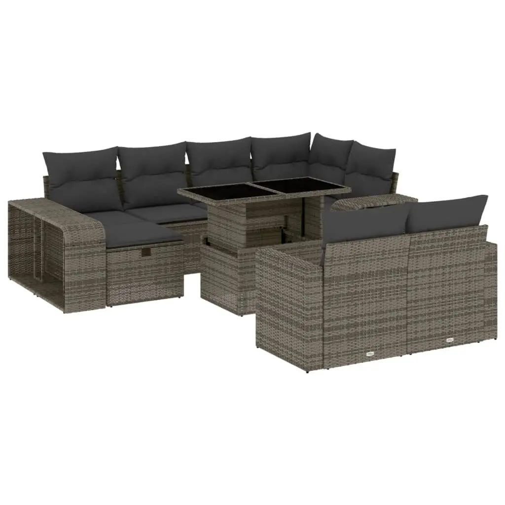 Garden Sofa Set Modular PE Rattan 11 Piece Grey Outdoor Furniture