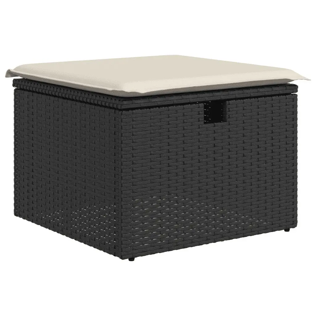 Garden Sofa Set 11 Piece Outdoor Furniture Patio Black Poly Rattan Modular