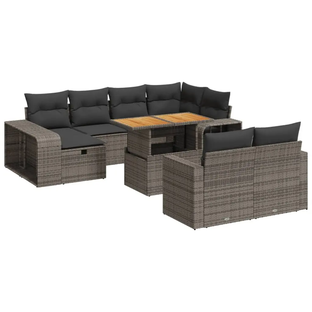 Garden Sofa Set 11 Piece Outdoor Furniture Patio Grey Poly Rattan Modular