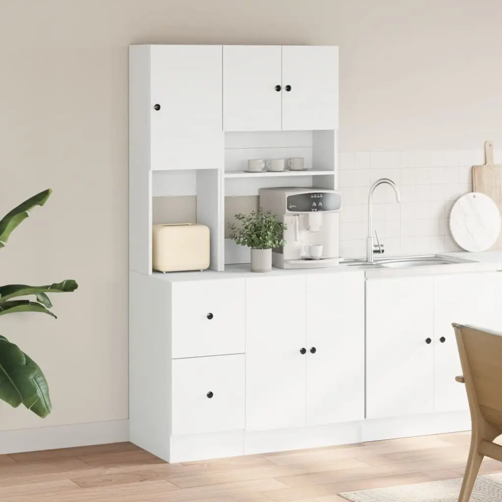 Kitchen Cabinet Storage Unit Engineered Wood White 95x50x180cm with Doors Drawers
