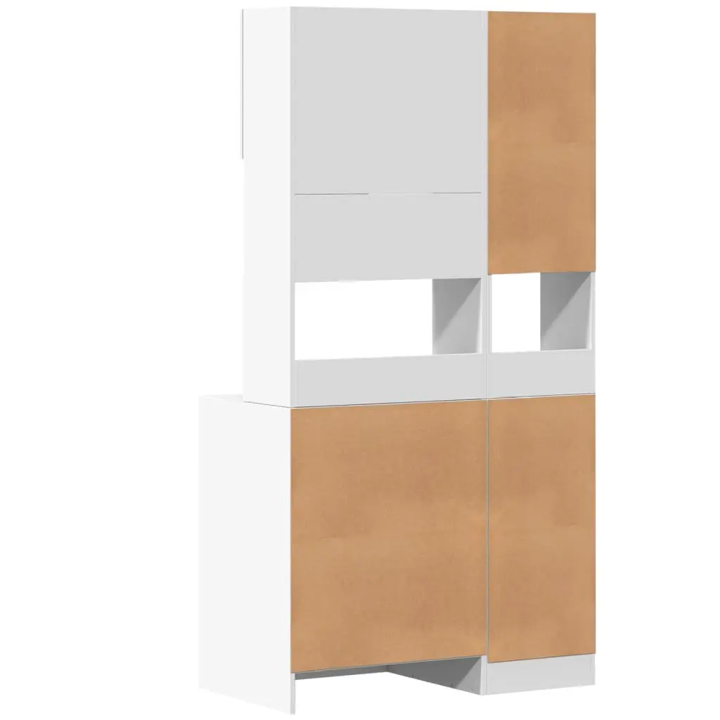Kitchen Cabinet Storage Unit Engineered Wood White 95x50x180cm with Doors Drawers
