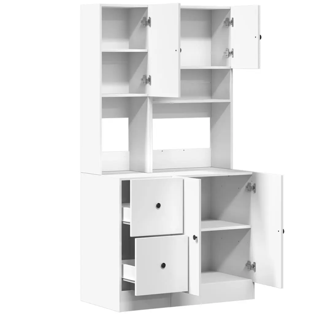 Kitchen Cabinet Storage Unit Engineered Wood White 95x50x180cm with Doors Drawers