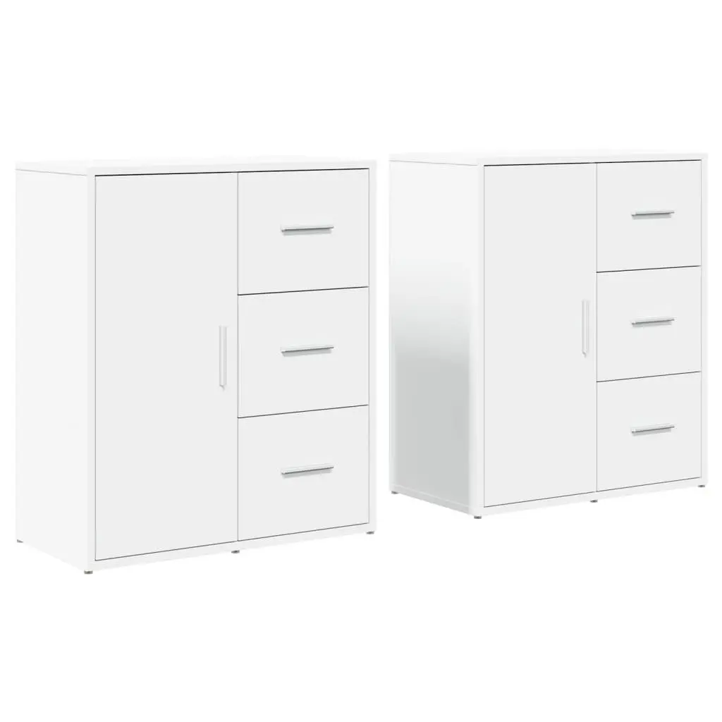 Sideboard Cabinet White Engineered Wood Storage Furniture 60x31x70 cm Set of 2