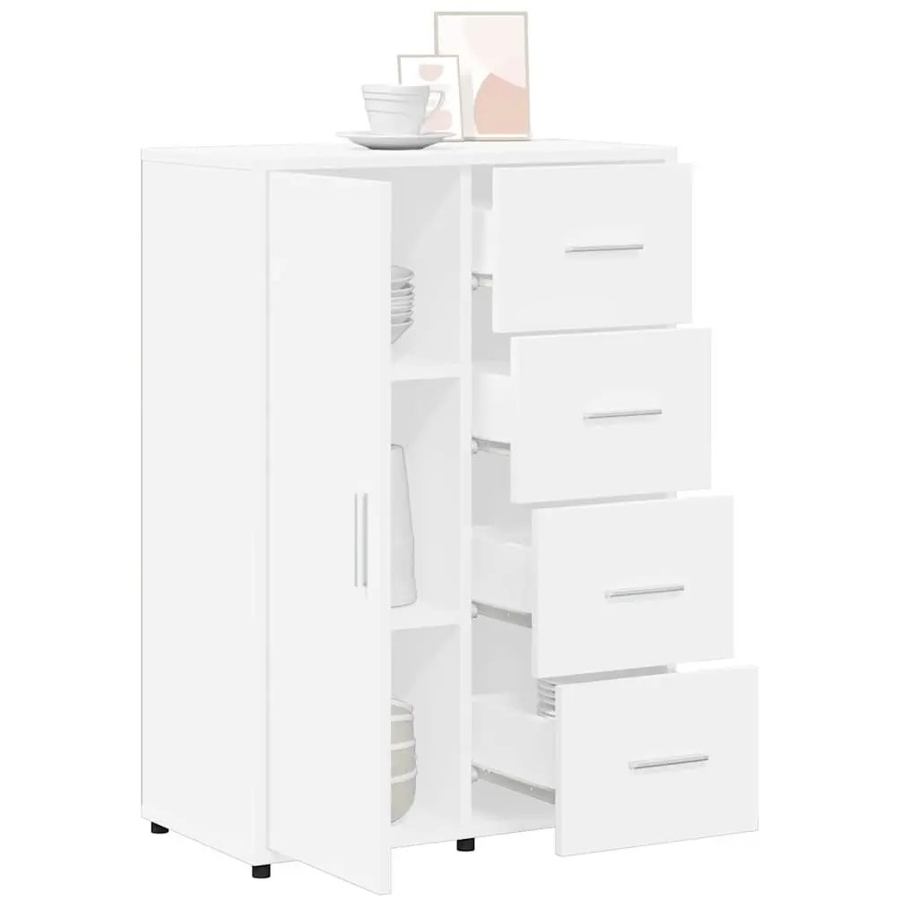 White Sideboard Storage Cabinet 60x31x84 cm Engineered Wood Furniture Set of 2