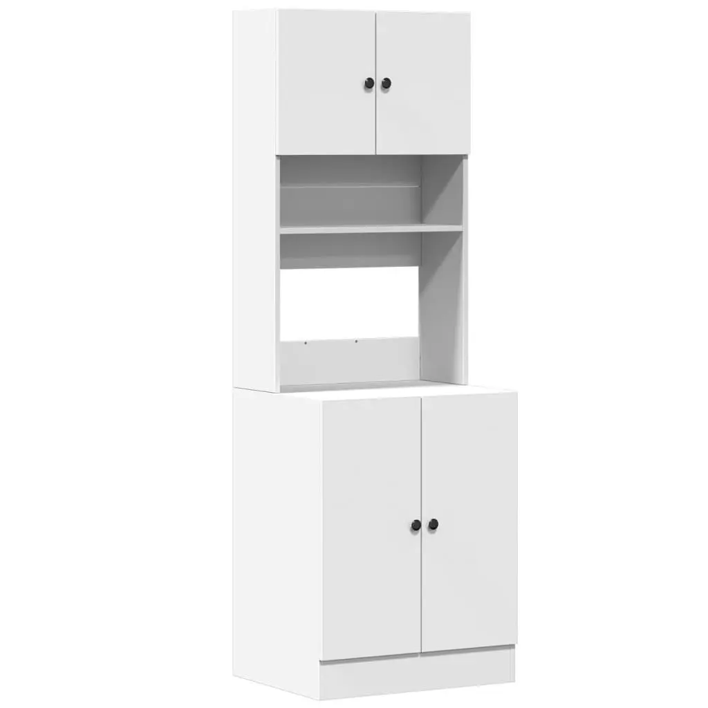 Storage Unit Kitchen Cabinet Engineered Wood White Doors Drawers 60W x 50D x 180H cm