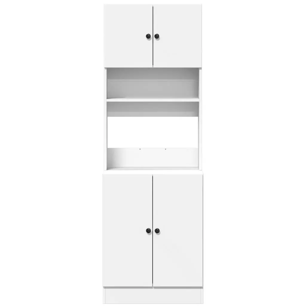 Storage Unit Kitchen Cabinet Engineered Wood White Doors Drawers 60W x 50D x 180H cm