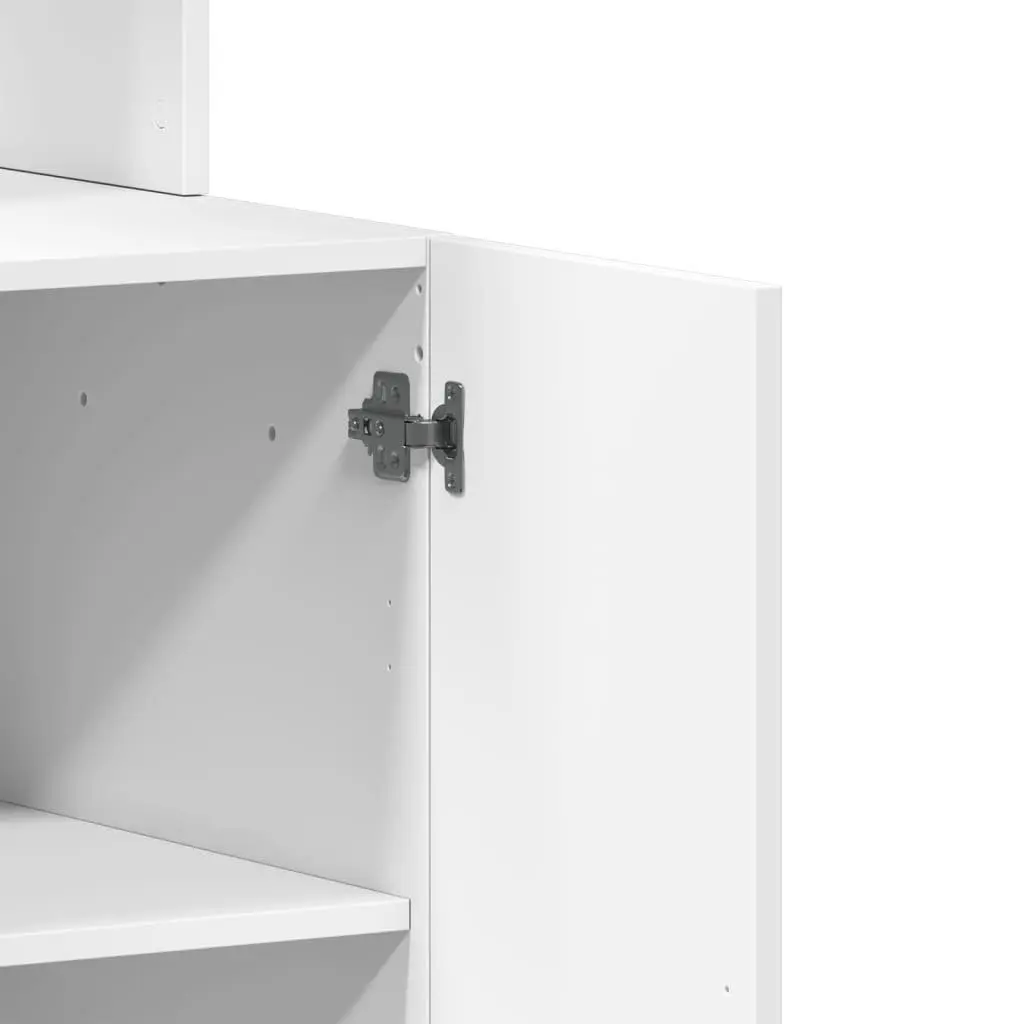 Storage Unit Kitchen Cabinet Engineered Wood White Doors Drawers 60W x 50D x 180H cm