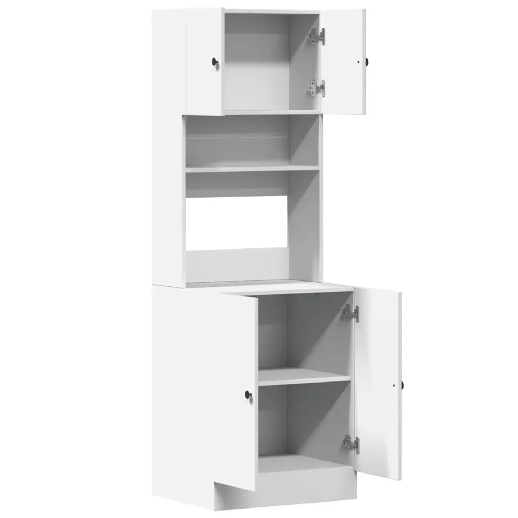 Storage Unit Kitchen Cabinet Engineered Wood White Doors Drawers 60W x 50D x 180H cm
