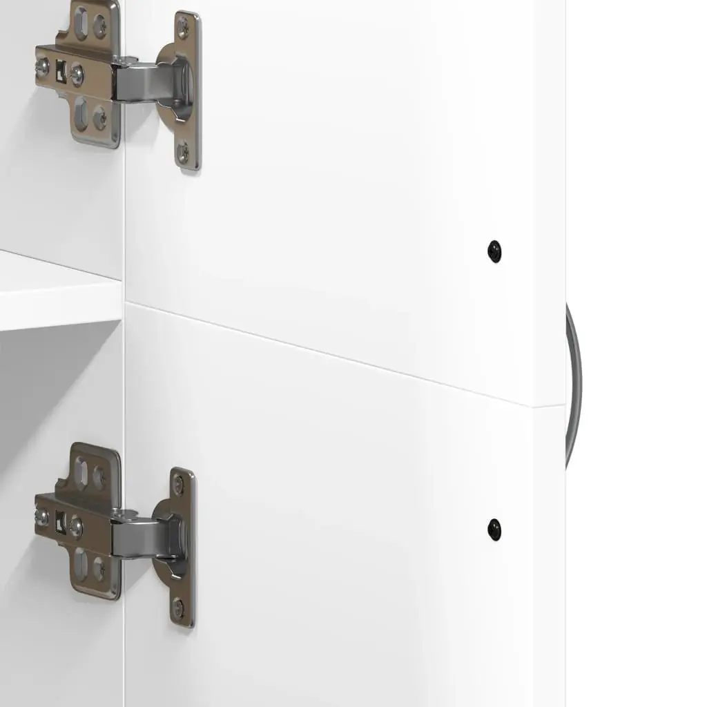 File Cabinet Engineered Wood 60W x 32D x 153H cm White 4 Compartment Storage Office Furniture