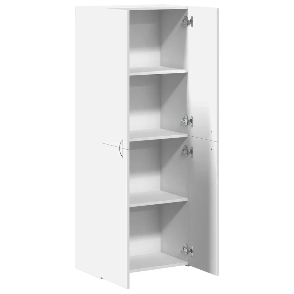 File Cabinet Engineered Wood 60W x 32D x 153H cm White 4 Compartment Storage Office Furniture