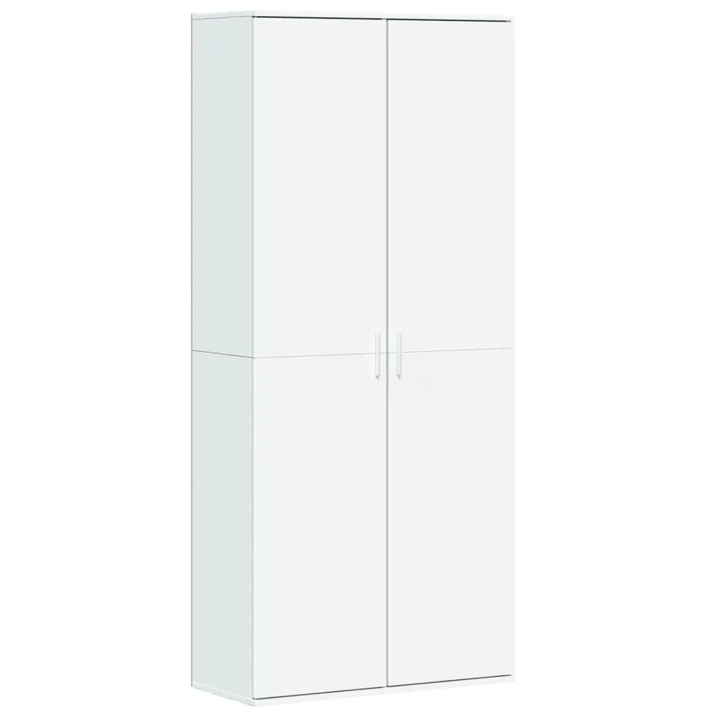 Highboard Cabinet White Engineered Wood 80cm x 35cm x 180cm Storage Unit with Doors
