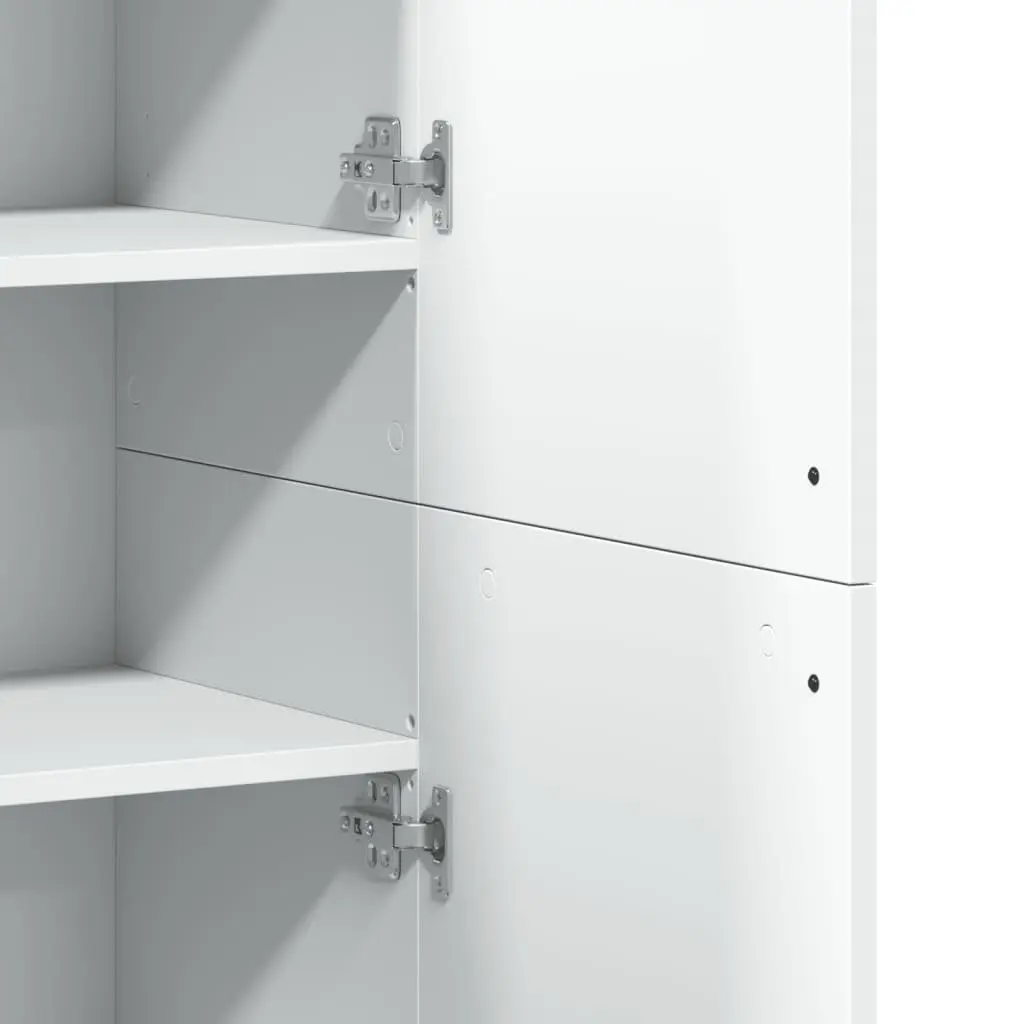 Highboard Cabinet White Engineered Wood 80cm x 35cm x 180cm Storage Unit with Doors