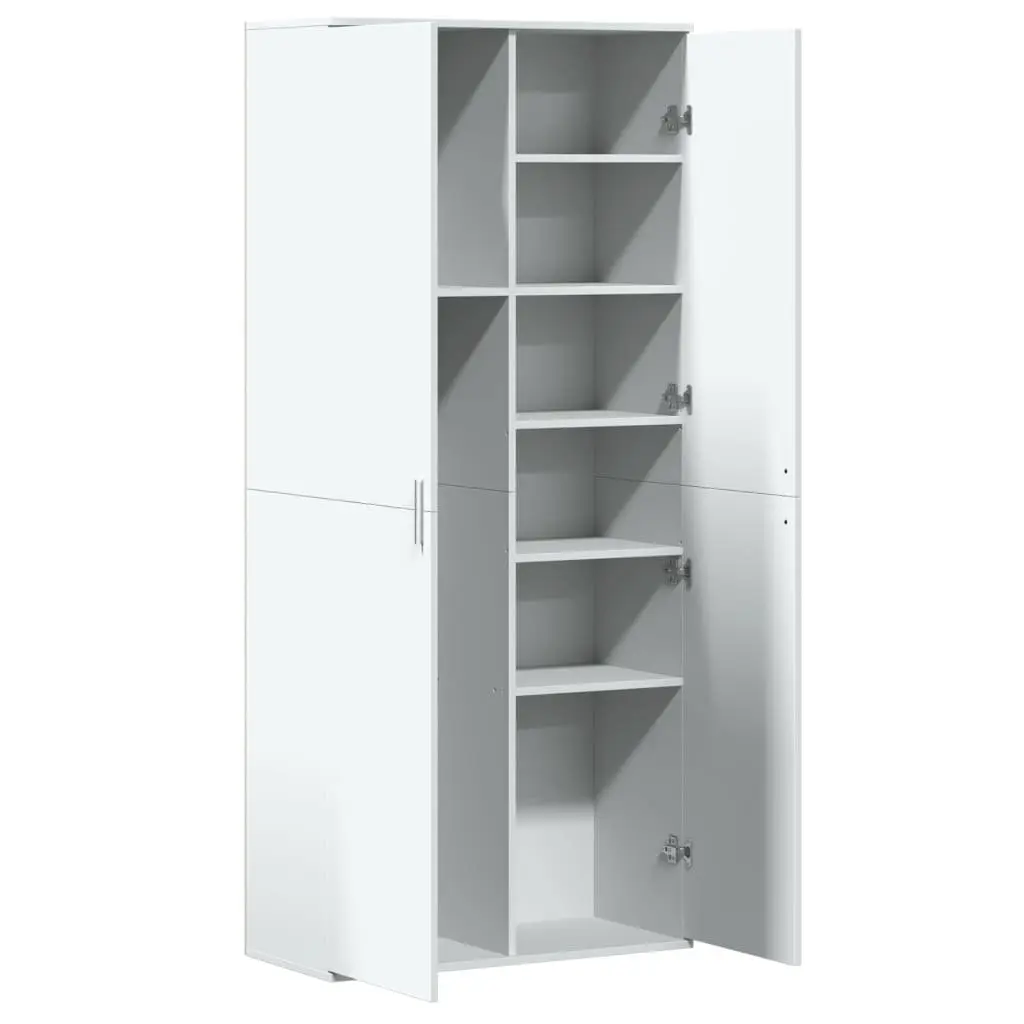 Highboard Cabinet White Engineered Wood 80cm x 35cm x 180cm Storage Unit with Doors