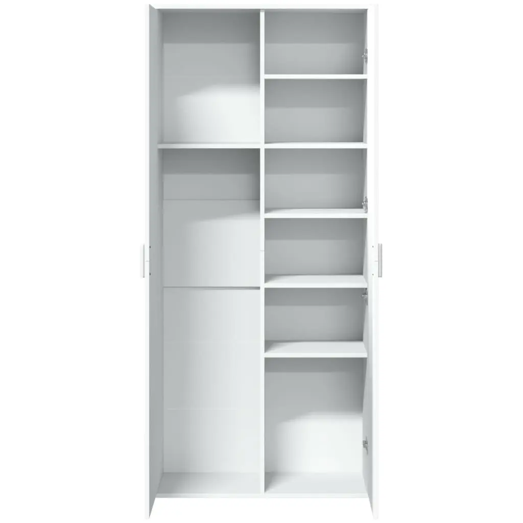 Highboard Cabinet White Engineered Wood 80cm x 35cm x 180cm Storage Unit with Doors