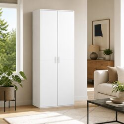 Storage Cabinet Highboard White 70x35x180 cm Engineered Wood Tall Cupboard