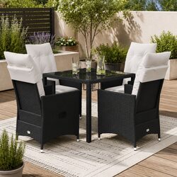 Versatile 5-Piece Black Rattan Dining Set for Any Outdoor Area