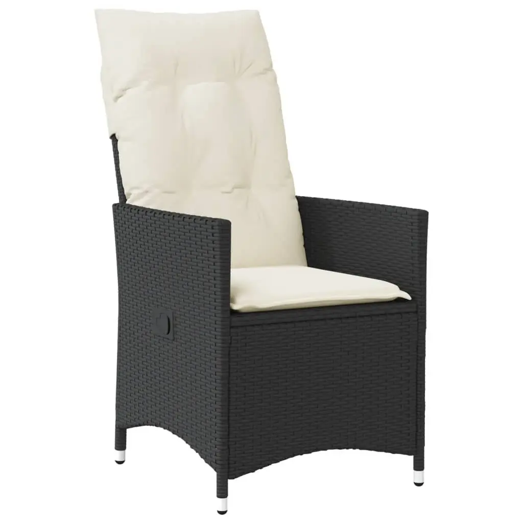 5 Piece Outdoor Dining Set Black Poly Rattan Garden Furniture Patio Table Chairs