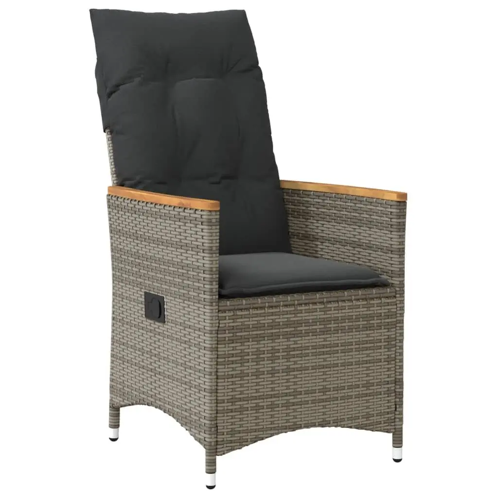 Garden Dining Set 9 Piece Outdoor Furniture Grey Poly Rattan with Cushions Patio