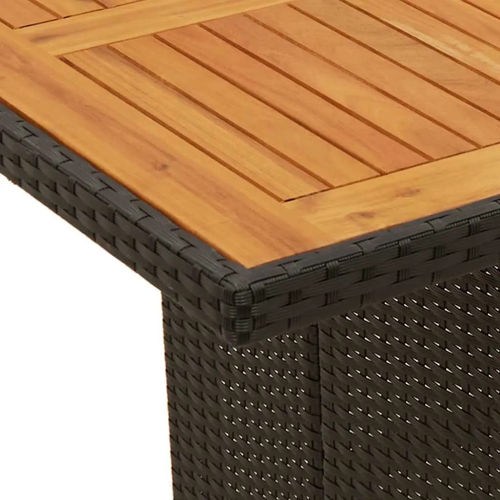 Garden Dining Set Poly Rattan 9 Piece Outdoor Furniture Black Acacia Wood Table