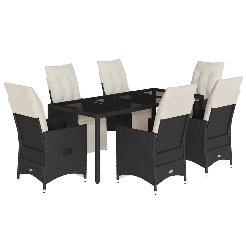 Garden Dining Set 7 Piece Outdoor Furniture Rattan Patio Chairs Table Cushions