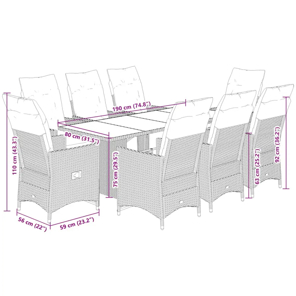9-Piece Garden Dining Set for Gatherings