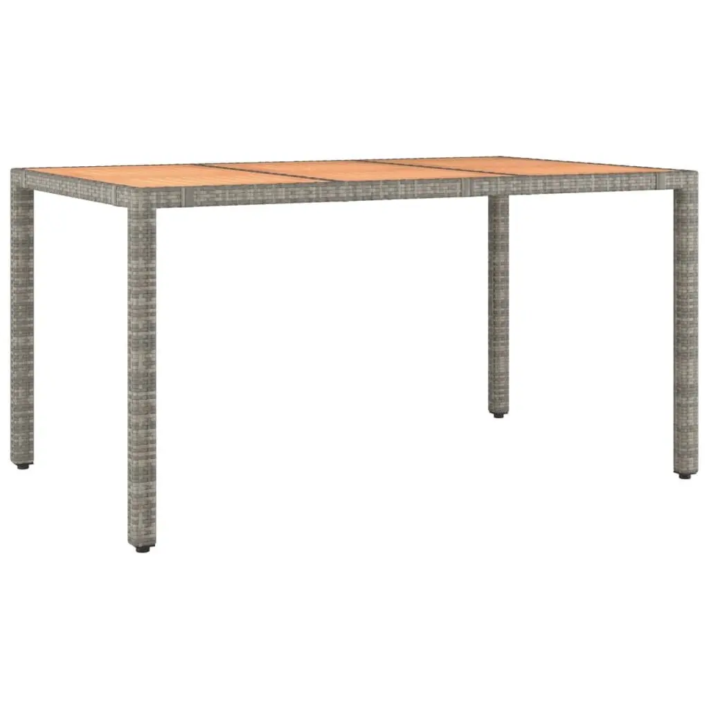 7 Piece Garden Bistro Set PE Rattan Acacia Wood Table Grey Outdoor Furniture with Cushions