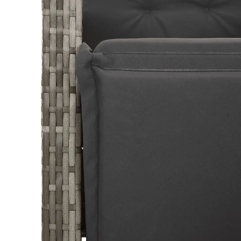 Garden Bistro Set 7 Piece Poly Rattan Outdoor Furniture with Cushions Grey