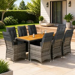9 Piece Grey Rattan Bistro Set – Ideal for Outdoor Spaces