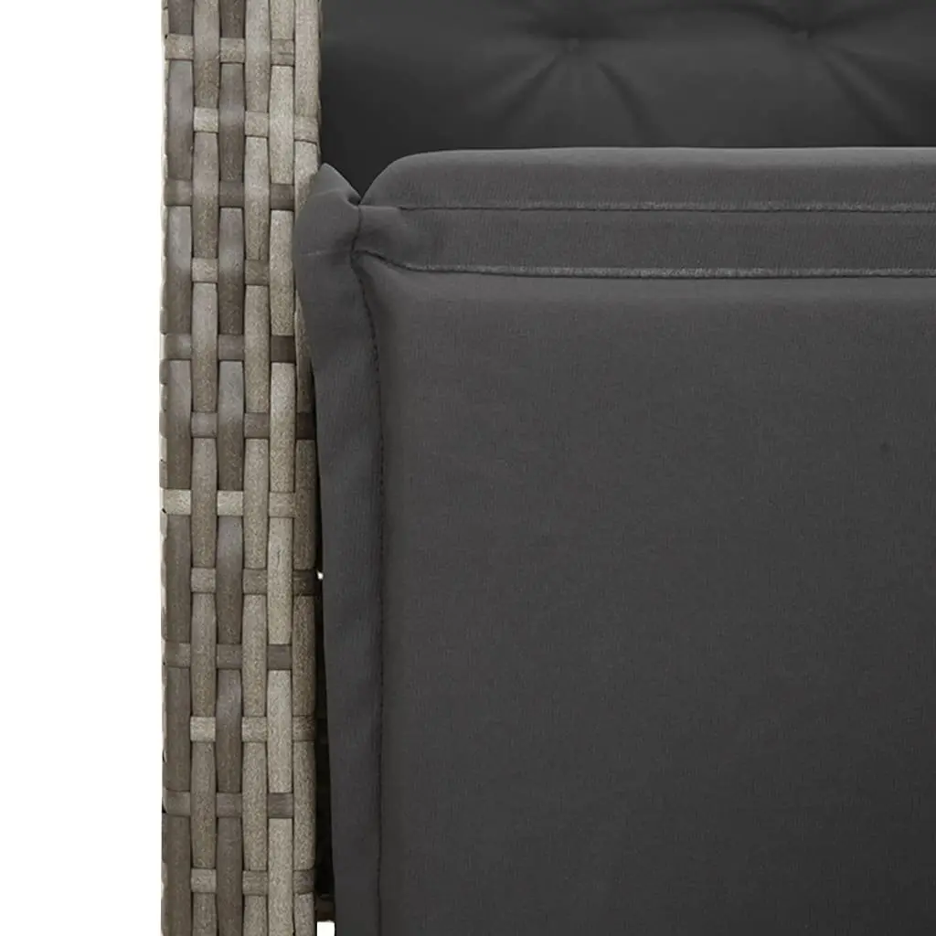 Garden Bistro Set 7 Piece Poly Rattan Outdoor Furniture Grey with Cushions