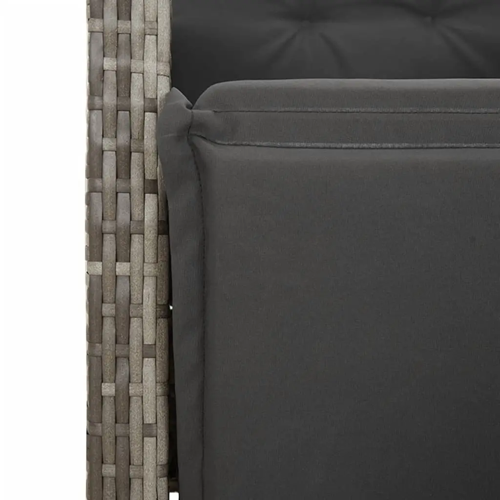7 Piece Bistro Set Outdoor Furniture Grey Rattan Construction with Cushions and Tempered Glass Table