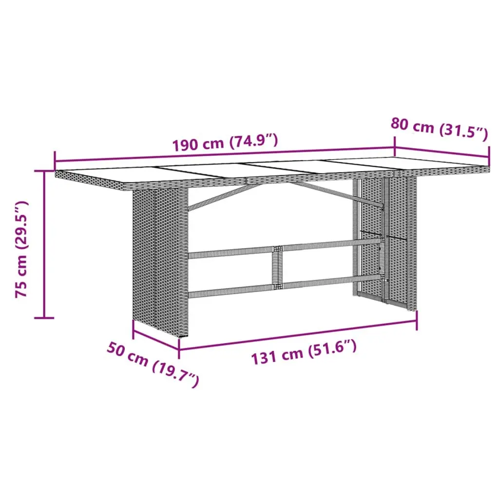 7 Piece Bistro Set Outdoor Furniture Grey Rattan Construction with Cushions and Tempered Glass Table