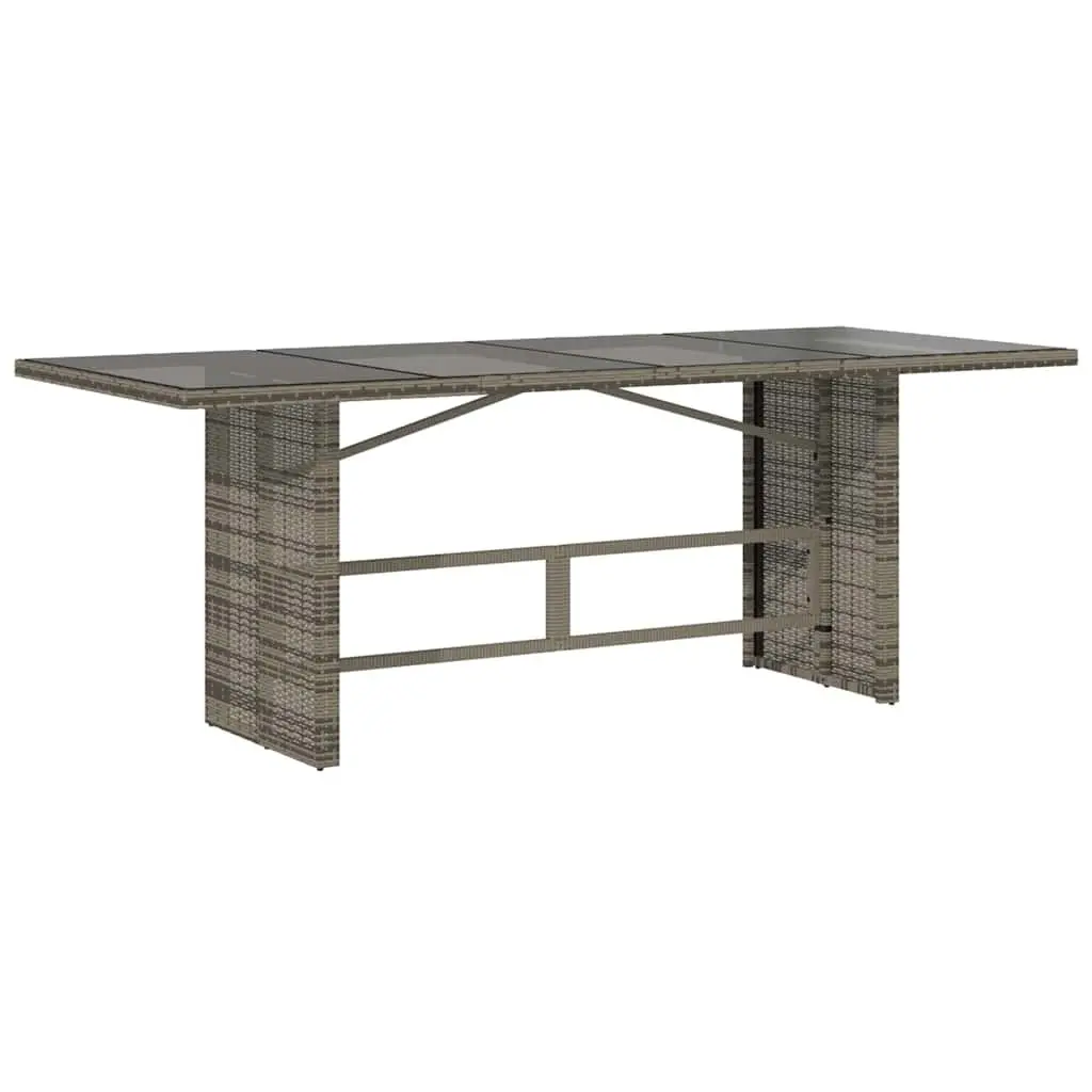9 Piece Outdoor Furniture Set Grey Poly Rattan with Cushions Adjustable Backrest and Glass Tabletop