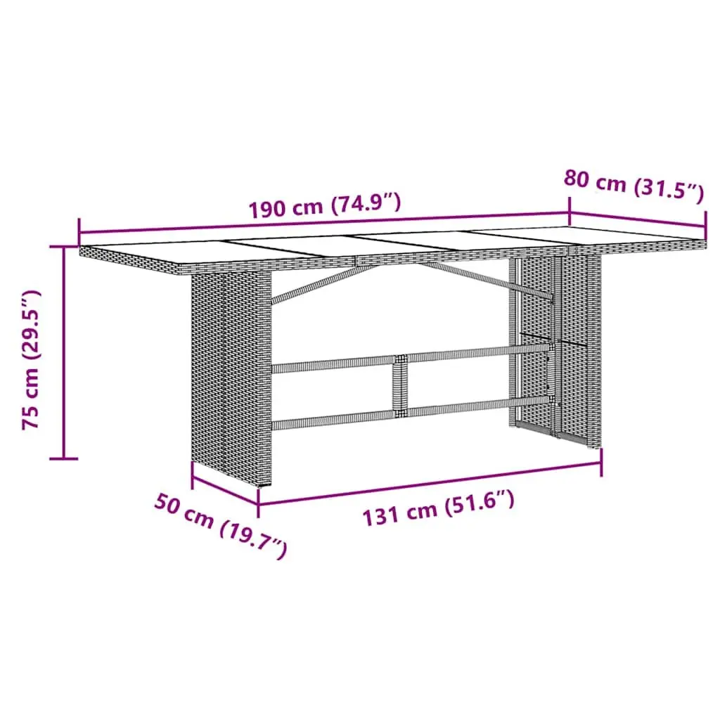 9 Piece Outdoor Furniture Set Grey Poly Rattan with Cushions Adjustable Backrest and Glass Tabletop
