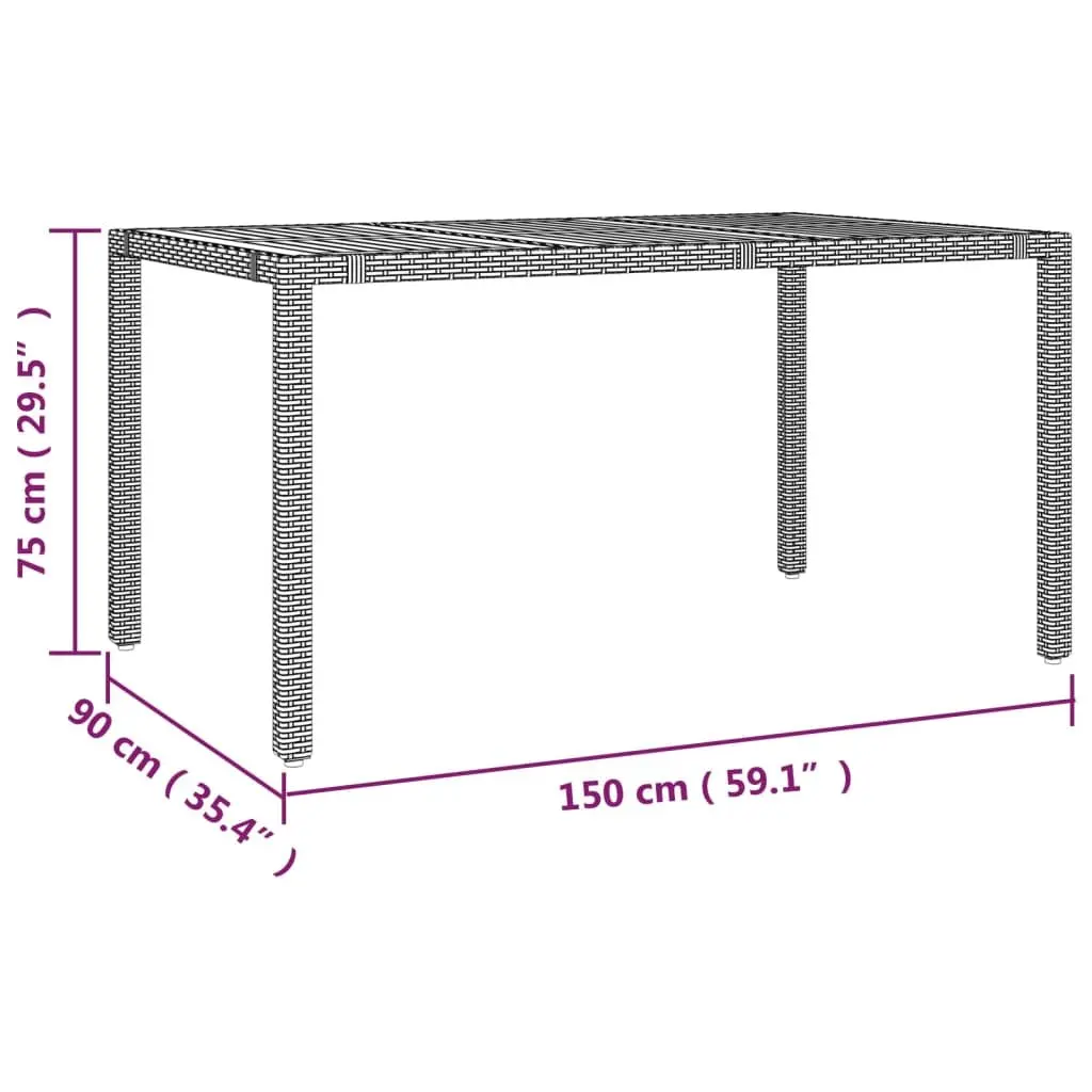 7 Piece Outdoor Furniture Bistro Set PE Rattan Black with Cushions Acacia Wood Table