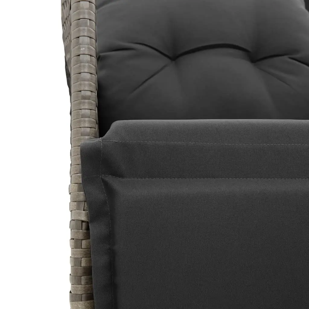 Bistro Set Poly Rattan 3 Piece Outdoor Furniture Grey with Cushions