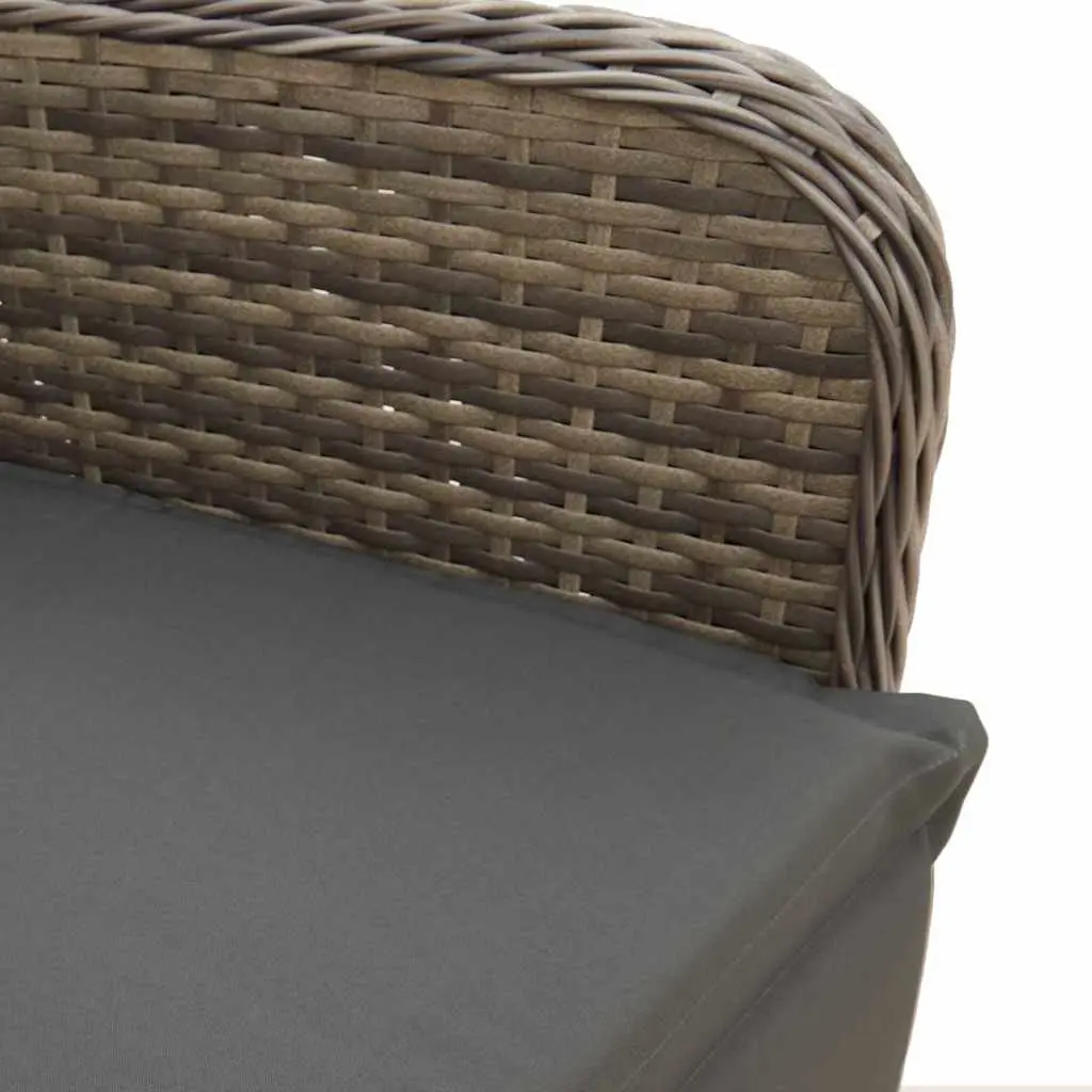 5 Piece Outdoor Bistro Set PE Rattan Grey with Acacia Wood Table and Cushions