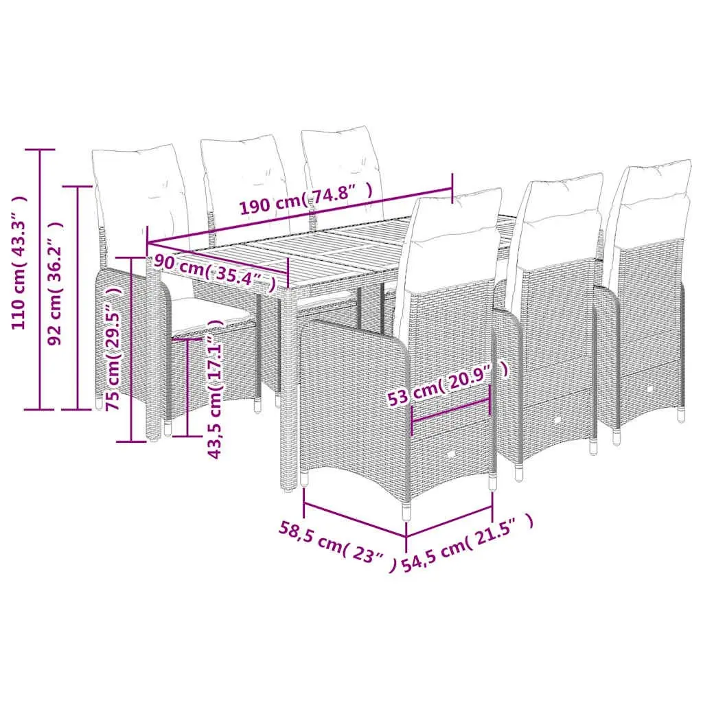 7 Piece Bistro Set for Garden and Patio Use