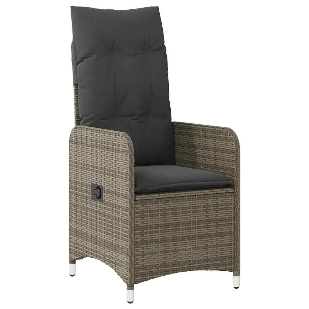 3 Piece Outdoor Bistro Set Grey Poly Rattan Furniture with Cushions for Garden Patio