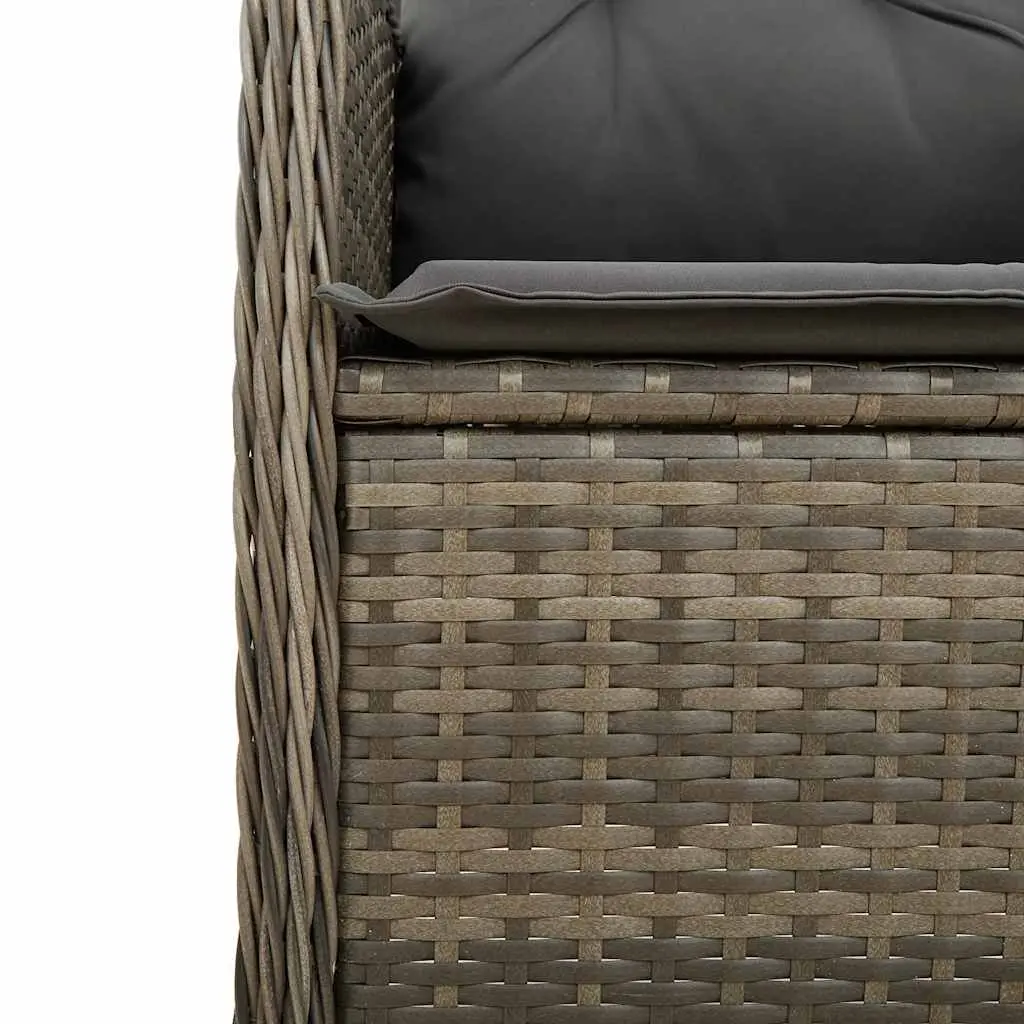 5PieceBistroSetGreyPolyRattanOutdoorFurnitureTableandChairswithCushions