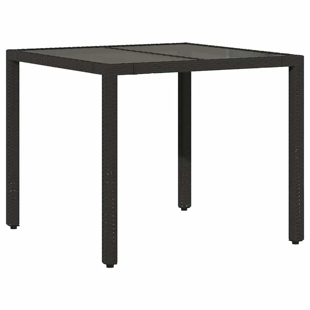 5 Piece Outdoor Bistro Set Black Poly Rattan Furniture with Cushions Adjustable Backrest and Tempered Glass Tabletop