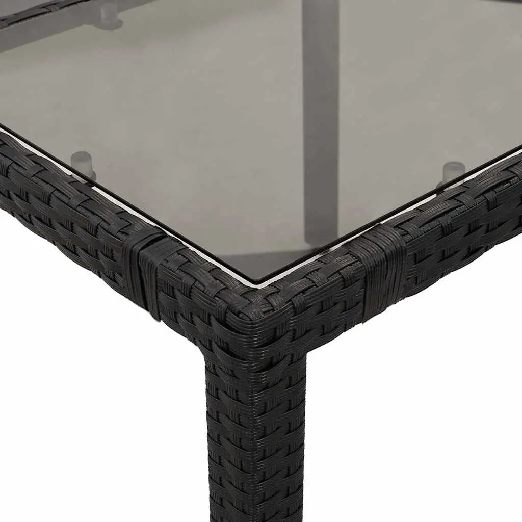 7 Piece Outdoor Bistro Set PE Rattan Black with Cushions