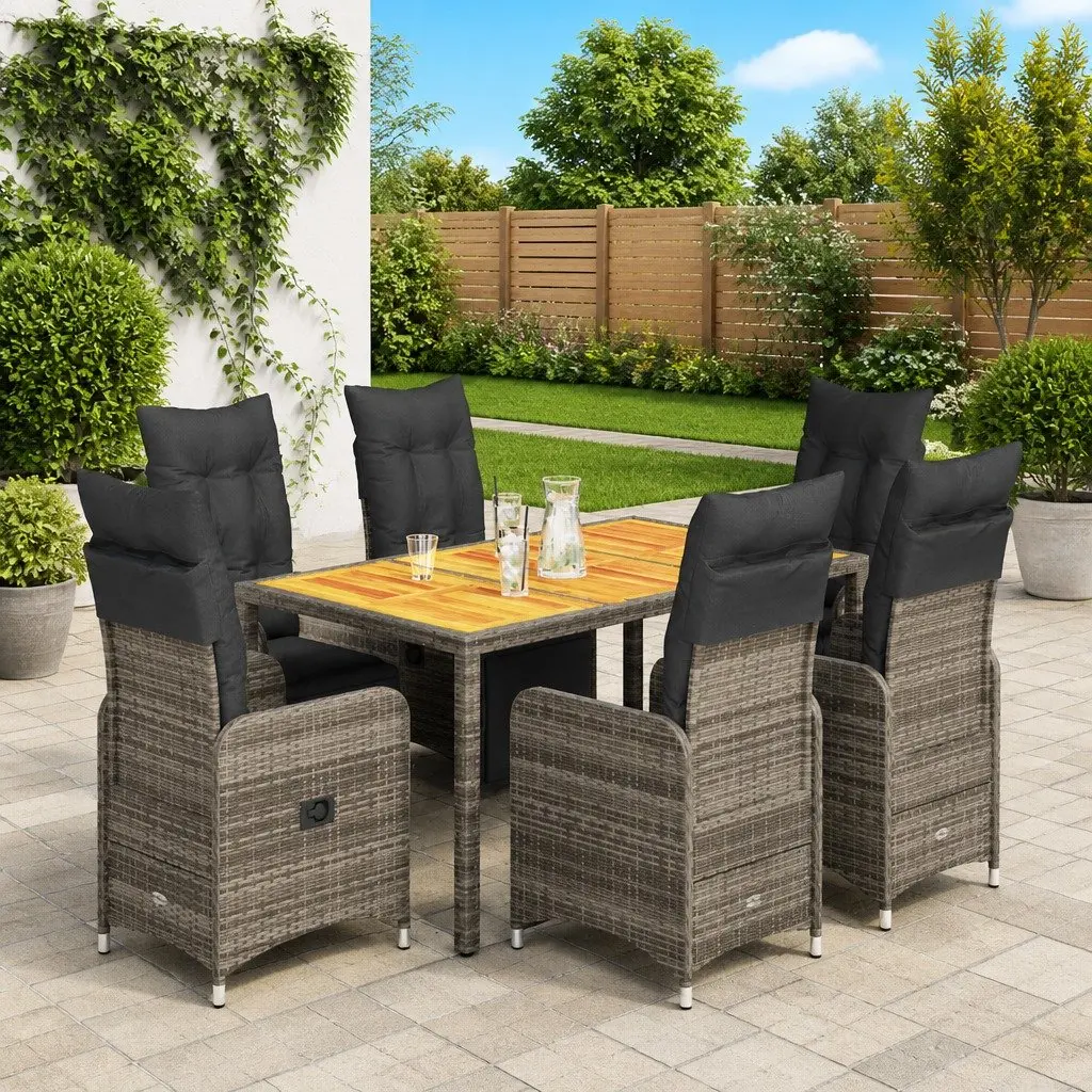 7 Piece Outdoor Bistro Set with Cushions