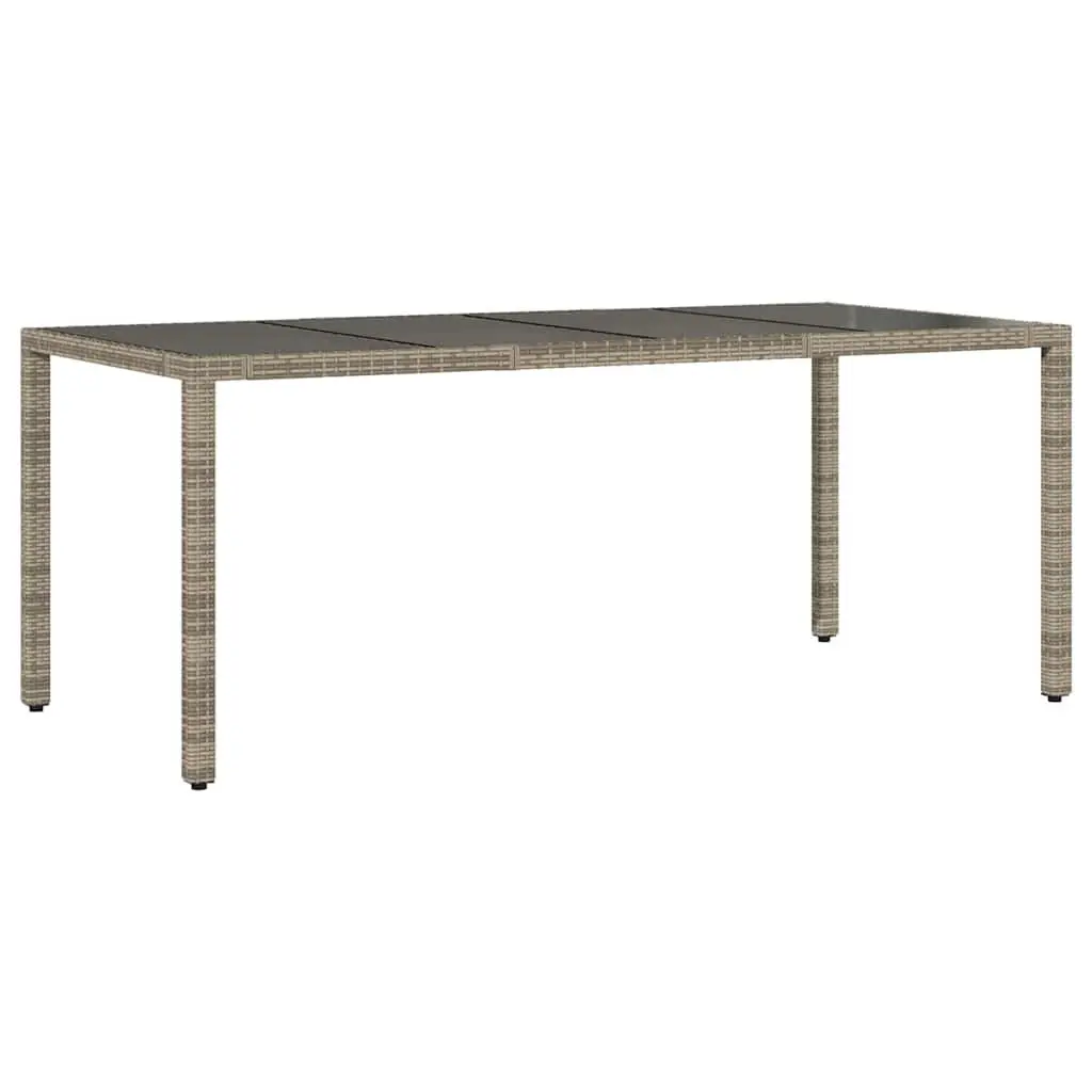 9 Piece Outdoor Bistro Set PE Rattan Grey Cushions Tempered Glass Table