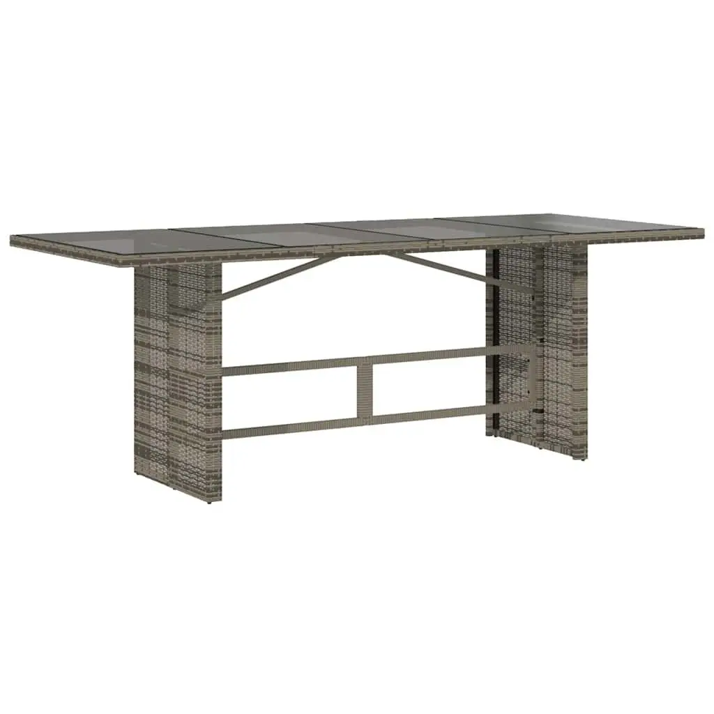 Outdoor Bistro Set 9 Piece Grey Poly Rattan Furniture with Cushions and Tempered Glass Tabletop