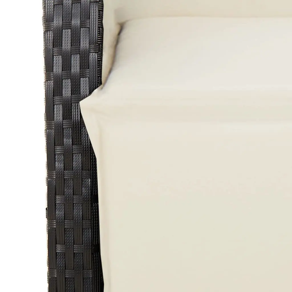 9 Piece Outdoor Bistro Set Black PE Rattan Cushioned Seating with Tempered Glass Table