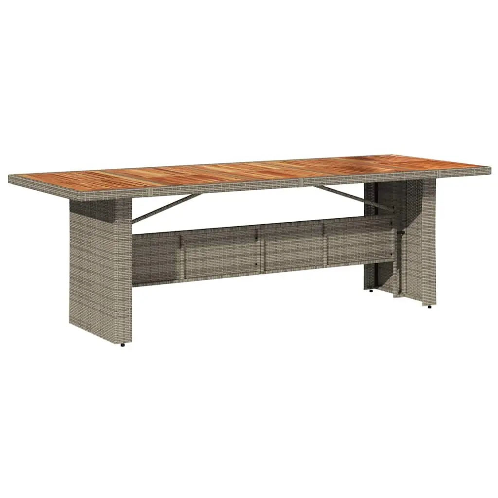 11 Piece Outdoor Furniture Set Grey Poly Rattan with Cushions Adjustable Seating and Acacia Wood Tabletop