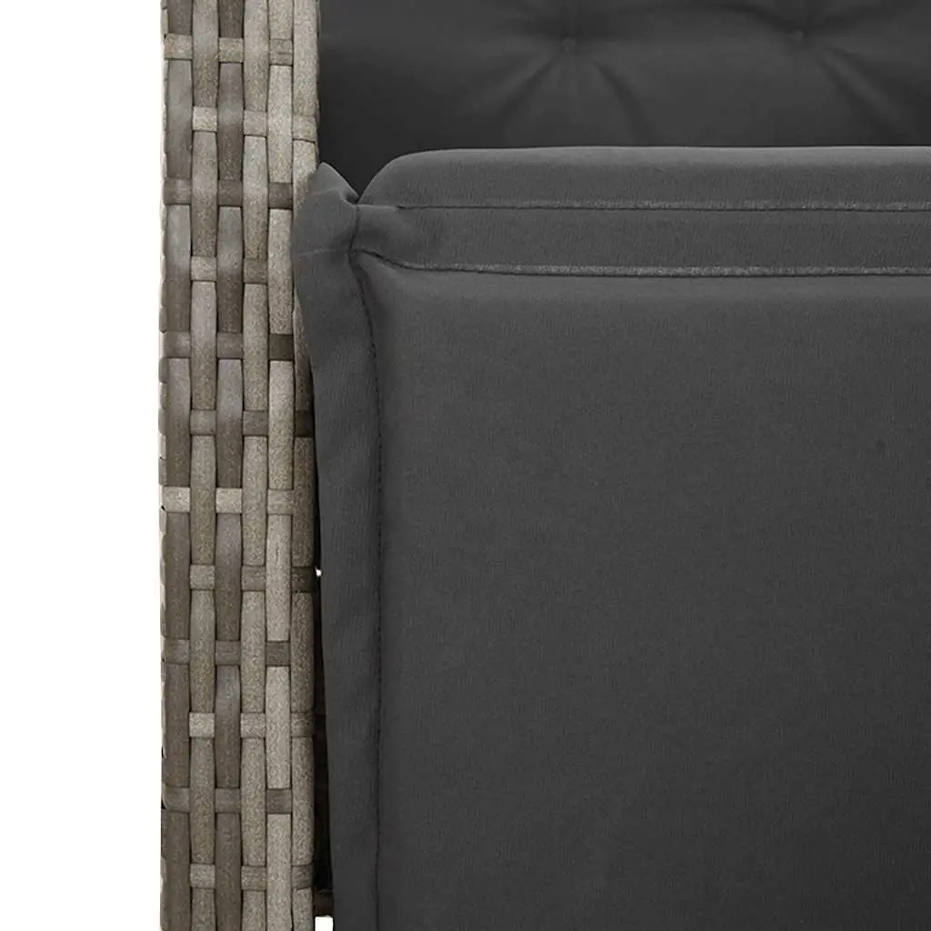 Garden Bistro Set 9 Piece Outdoor Furniture with Cushions Grey Poly Rattan