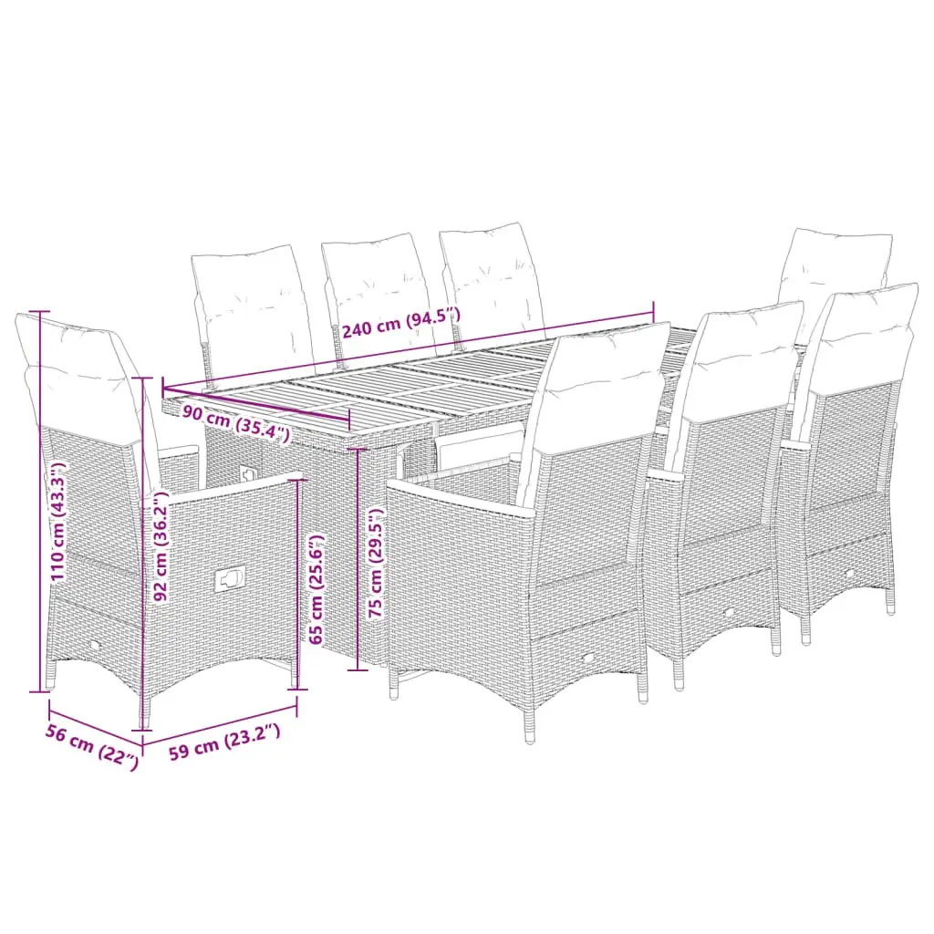 9-Piece Bistro Set for Outdoor Relaxation