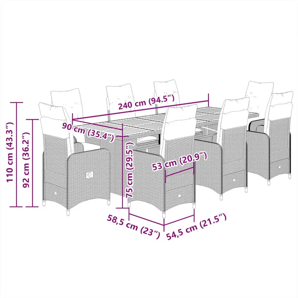 11-Piece Bistro Set for Outdoor Use